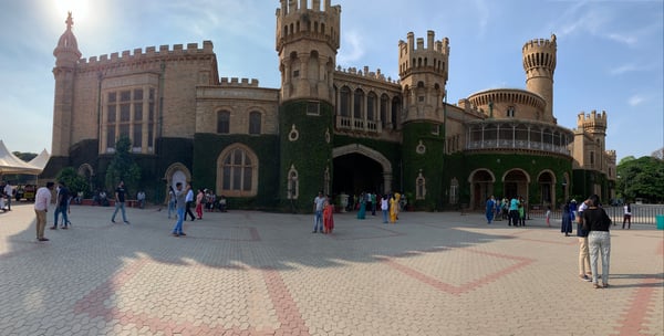 Image shows the facade of Bangalore palace