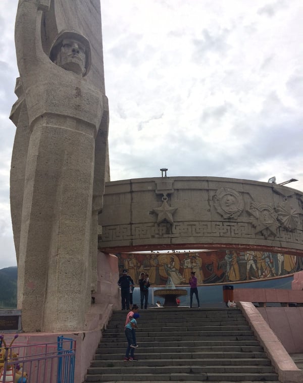 Image of a flight of stairs leading to the Zaissan Memorial