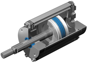 Sectional view of a pneumatic linear actuator