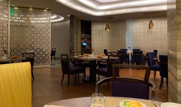 Image shows the interior of an indian restaurant