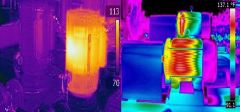 image shows a thermal scans of a rotating equipment