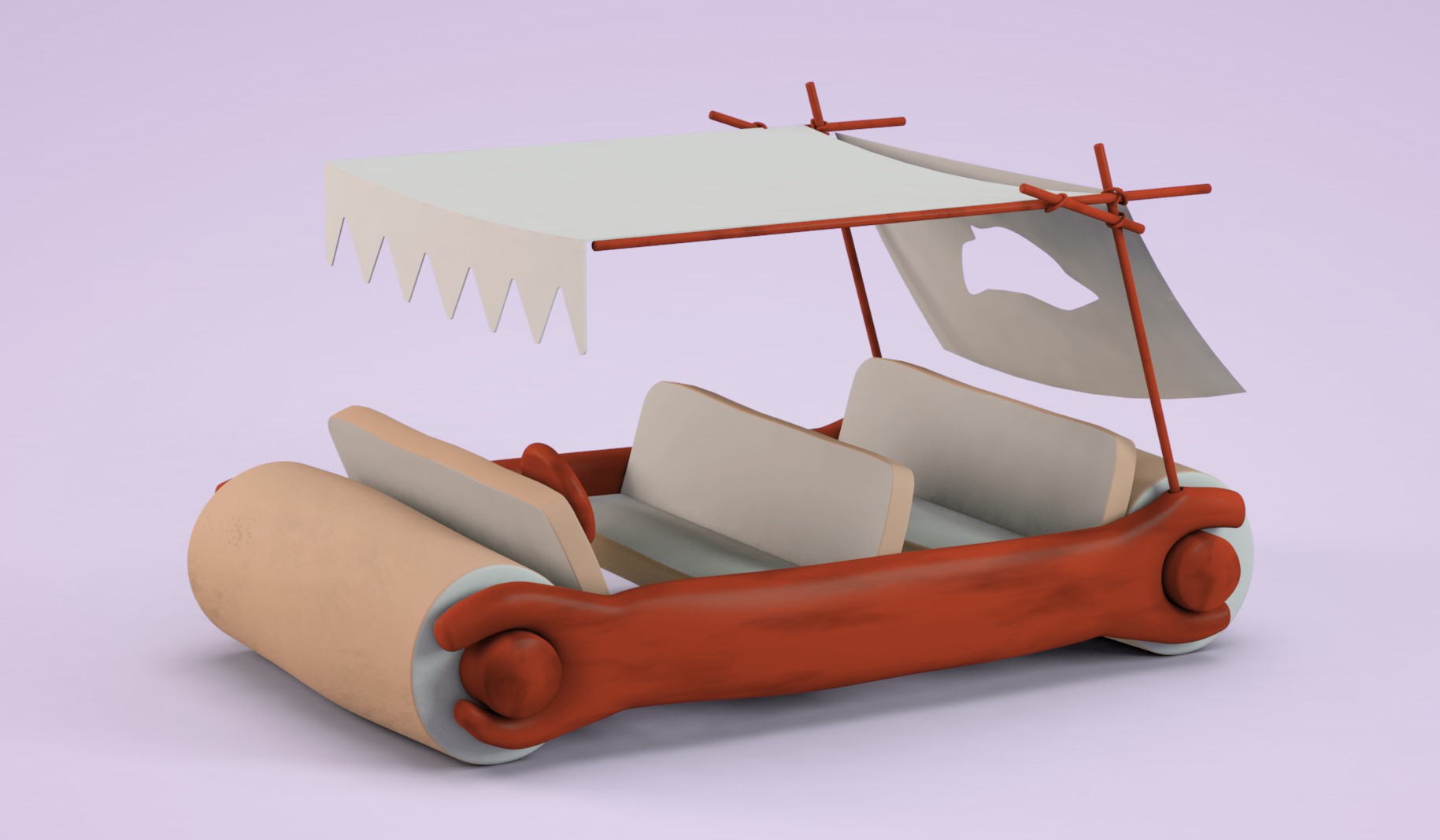 Flintstone car using wooden bearing