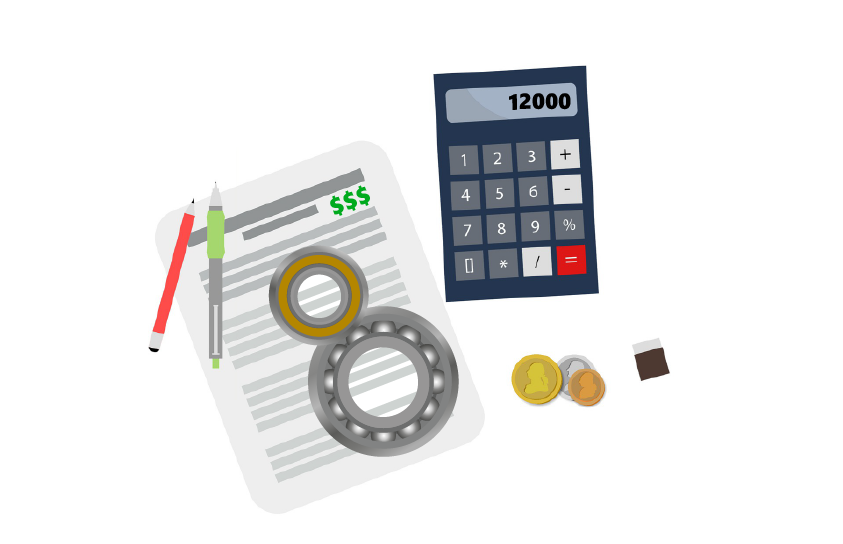 Illustration-bearings-coins-calculator-spreadsheet